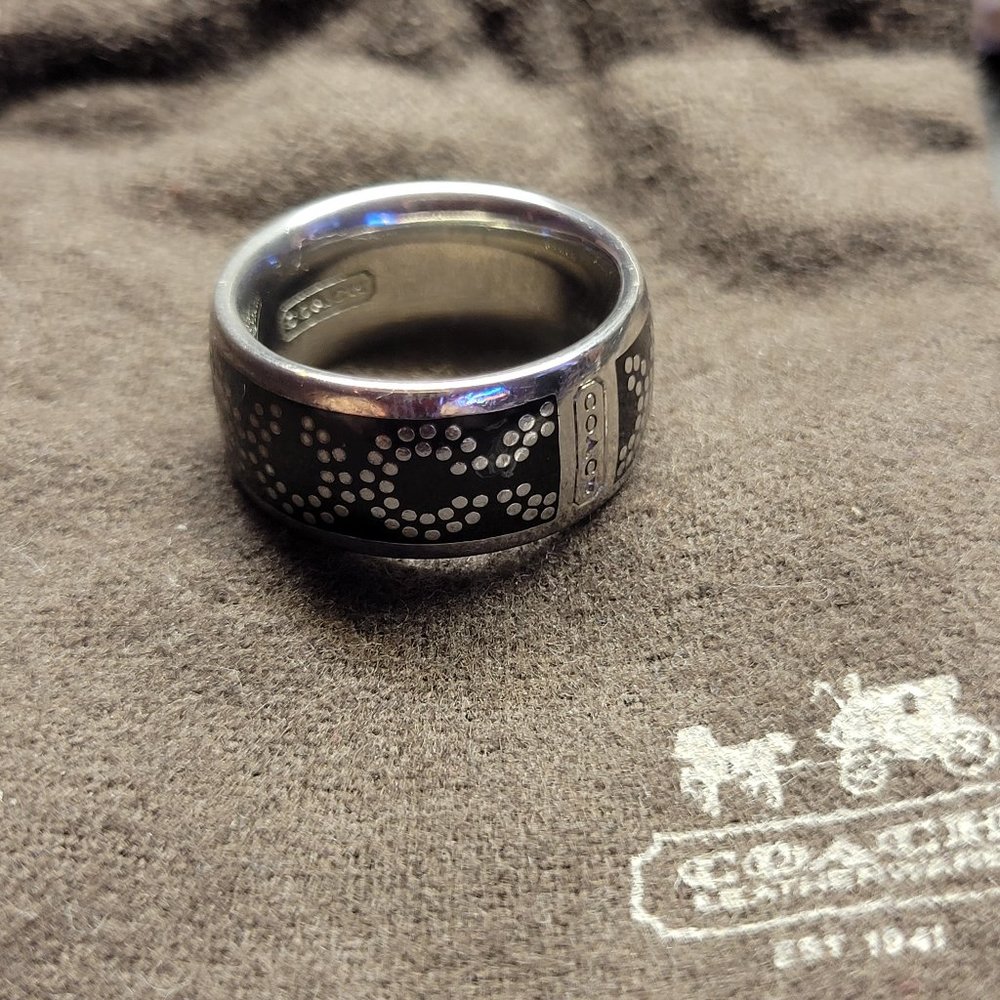 COACH ring size 7.5 black & silver